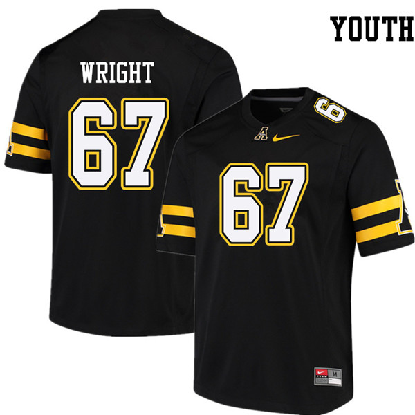 Youth #67 Logan Wright Appalachian State Mountaineers College Football Jerseys Sale-Black - Click Image to Close